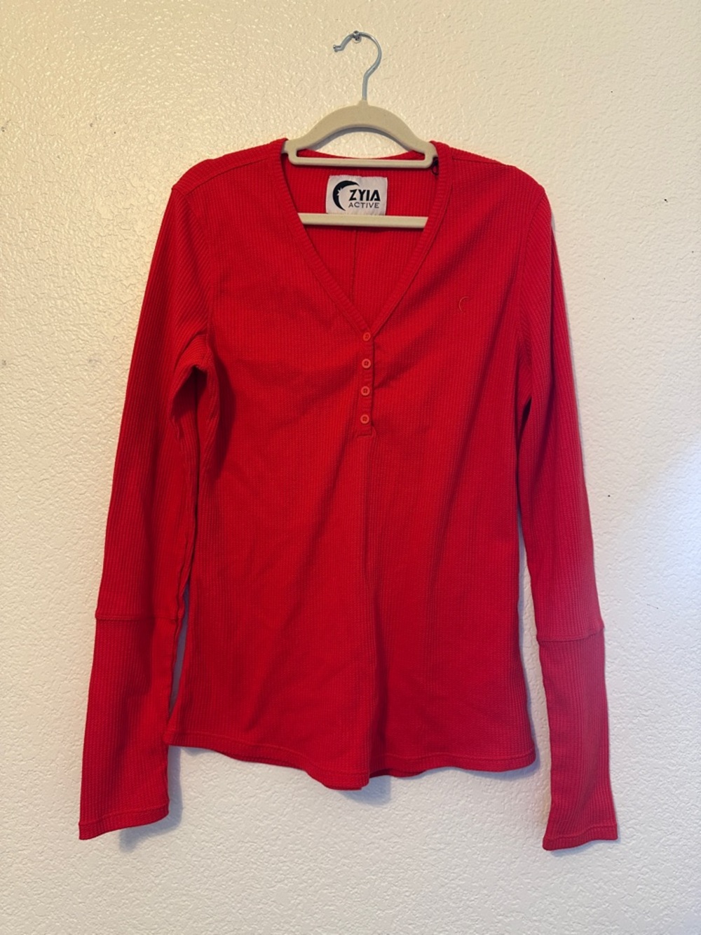Zyia Active Red Long Sleeve Henley Top